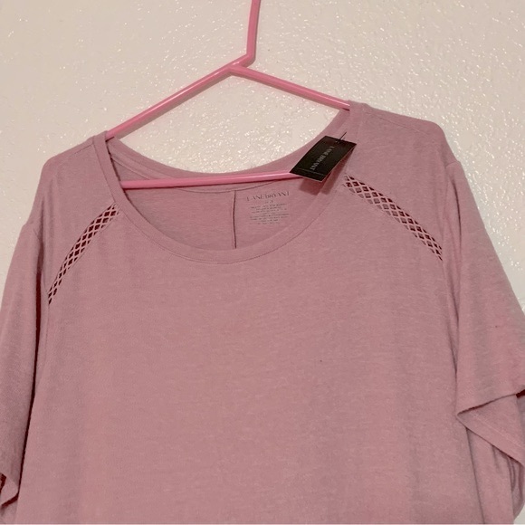 🆕 Lane Bryant Tee Shop Pink Crochet Inspired Shoulder Plus Size Blouse 26/28 - Picture 3 of 4